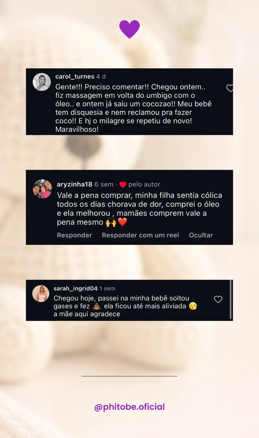 Comentários reais de mães sobre os óleos essenciais phitobê